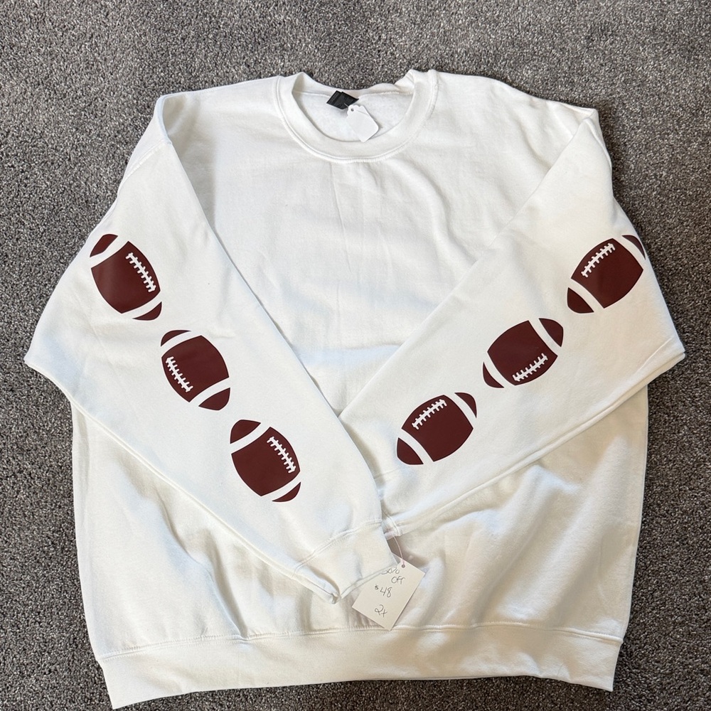 Gildan White Football Print crewneck sweatshirt